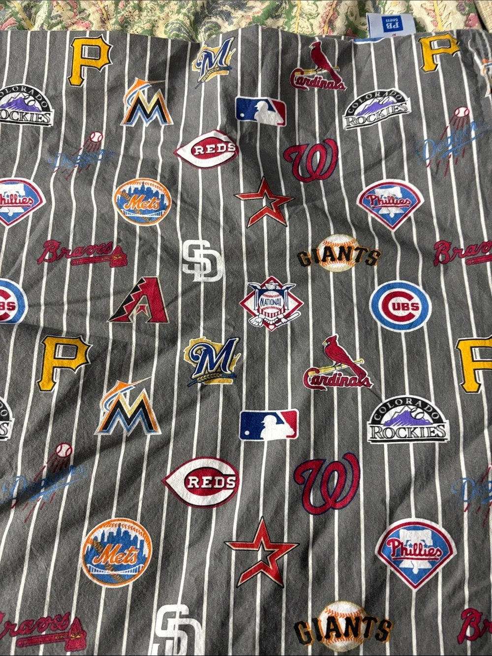 Pottery Barn Teen MLB National League Pinstripe full flat Sheet